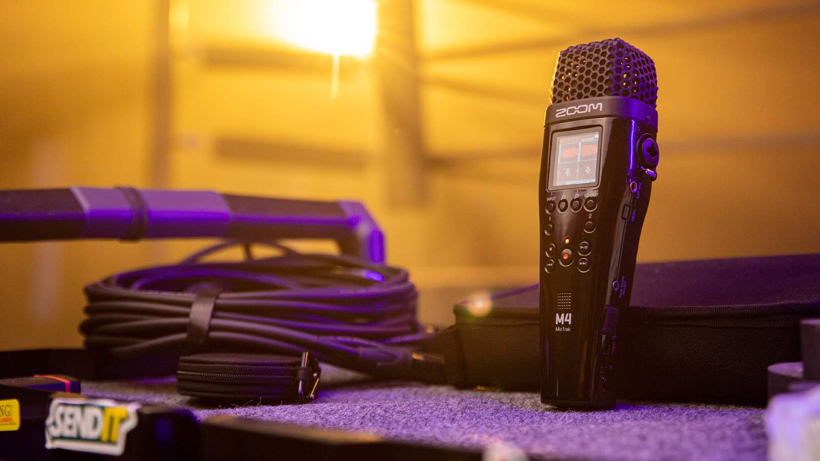 Sound Designer preparing M4 MicTrak for recording on-set