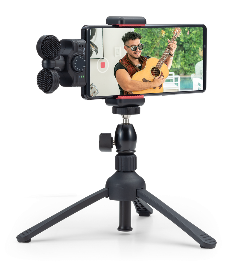 Am7 attached to an Android phone on a tripod