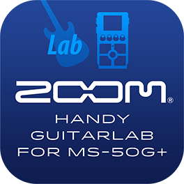 Handy Guitar Lab for MS-50G+ app screen displayed on iPhone (Landscape)
